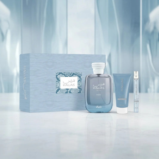 RASASI HAWAS ICE GIFT SET – (10ML+ 100ML + SHOWER GEL)